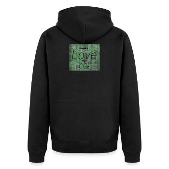 make Love not CO2 stop climate change Umweltschutz - Unisex Premium Bio Zip Hoodie - Schwarz - Hinten - Nico (187cm)
