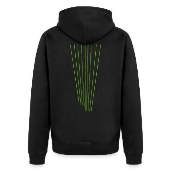 Laser - Unisex Premium Bio Zip Hoodie - Schwarz - Hinten - Nico (187cm)