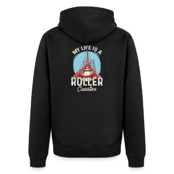 Amusement park design for a roller coaster fan - Unisex Premium Organic Zip Hoodie - black - Back - Nico (187cm)