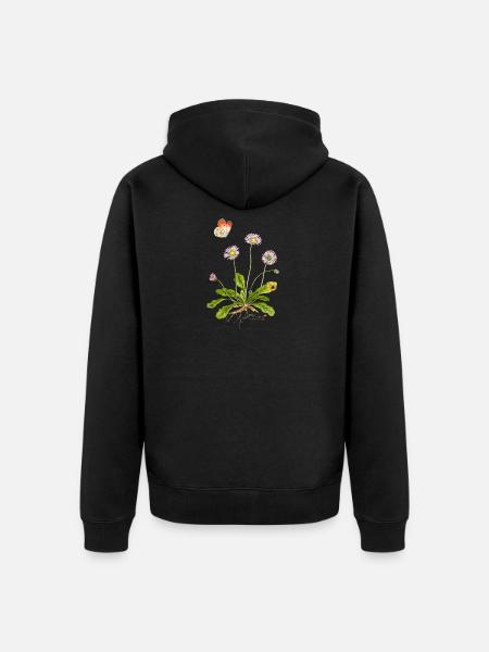 Daisies with aurora butterfly - Unisex Premium Organic Zip Hoodie - black