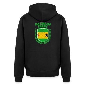 São Tomé und Príncipe - Unisex Premium Bio Zip Hoodie - Schwarz - Hinten - Nico (187cm)