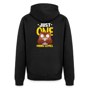 Just One More Level - Unisex Premium Organic Zip Hoodie - black - Back - Nico (187cm)