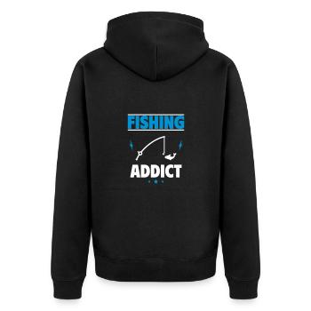 Angel-Süchtig - Unisex Premium Bio Zip Hoodie - Schwarz - Hinten - Nico (187cm)