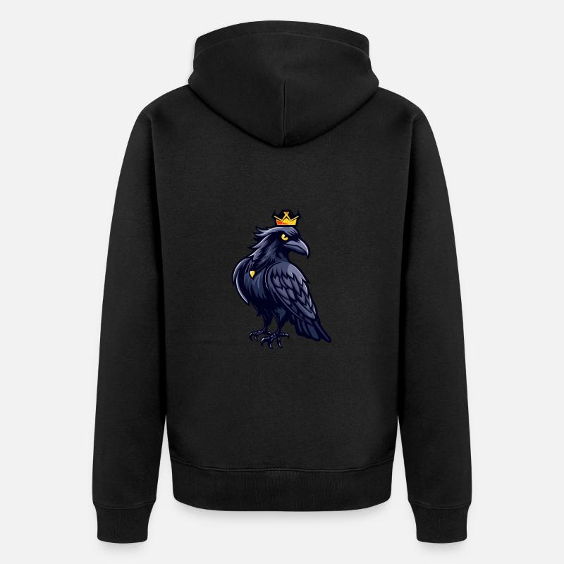 Rabe Krähe Comic Krone - Unisex Premium Bio Zip Hoodie - Schwarz