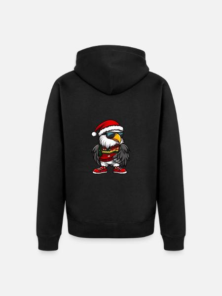 Eagle Christmas X-Mas - Unisex Premium Organic Zip Hoodie - black