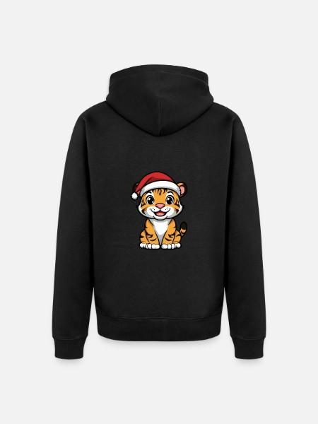 Tigre Noël Mignon - Veste à capuche bio Premium Unisexe - noir