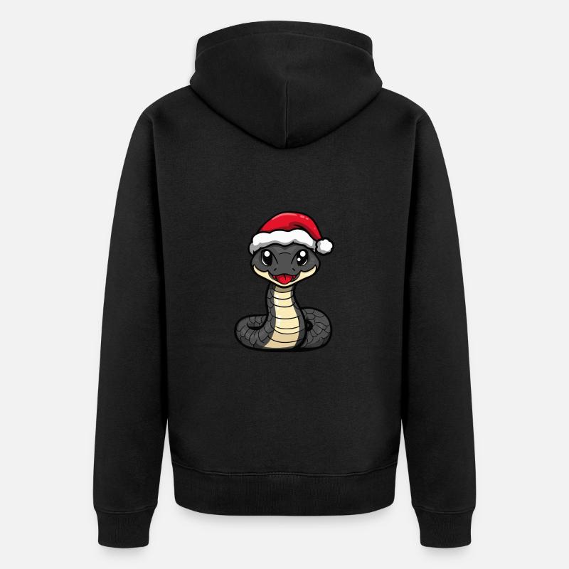 Serpent Cobra Noël Mignon - Veste à capuche bio Premium Unisexe - noir