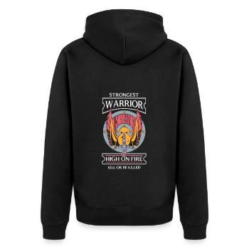 Odin Runen Asgard Mjolnir - Unisex Premium Bio Zip Hoodie - Schwarz - Hinten - Nico (187cm)