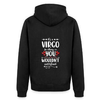 Horoskop Geburtstag Erde September - Unisex Premium Bio Zip Hoodie - Schwarz - Hinten - Nico (187cm)