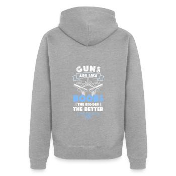 Waffe Munition Waffenbesitzer Freiheit - Unisex Premium Bio Zip Hoodie - Grau meliert - Hinten - Nico (187cm)
