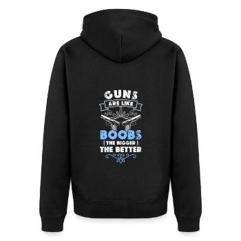 Waffe Munition Waffenbesitzer Freiheit - Unisex Premium Bio Zip Hoodie - Schwarz - Hinten - Nico (187cm)