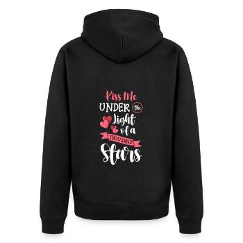 Sternschnuppe Traum Sonne Astronaut - Unisex Premium Bio Zip Hoodie - Schwarz - Hinten - Nico (187cm)