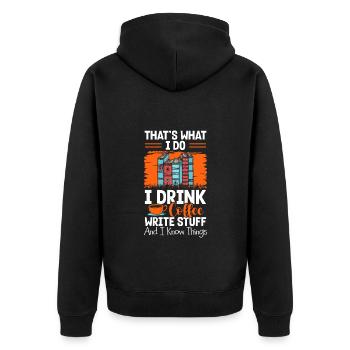 Writers Literature Authors - Unisex Premium Organic Zip Hoodie - black - Back - Nico (187cm)