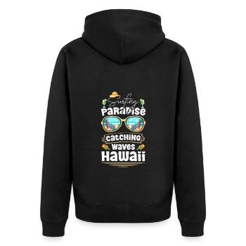 Vagues de plage Vacances d’été Plongée - Veste à capuche bio Premium Unisexe - noir - Dos - Nico (187cm)