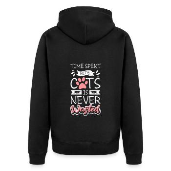 Chat Chat Ami Chat Maîtresse - Veste à capuche bio Premium Unisexe - noir - Dos - Nico (187cm)