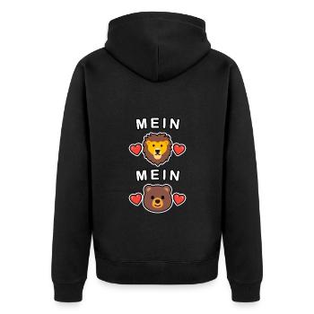 Mein Löwe, Mein Bär 🦁🐻❤️ - Unisex Premium Bio Zip Hoodie - Schwarz - Hinten - Nico (187cm)