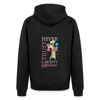 Kuchen Cupcake Süßigkeiten - Unisex Premium Bio Zip Hoodie - Schwarz - Hinten - Nico (187cm)