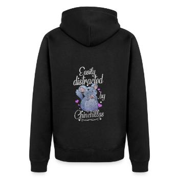 Chinchillas Animal Chill Chinchilla Lover - Unisex Premium Organic Zip Hoodie - black - Back - Nico (187cm)