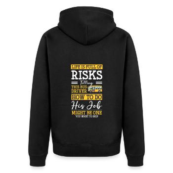 Busfahrer Beruf Arbeit - Unisex Premium Bio Zip Hoodie - Schwarz - Hinten - Nico (187cm)