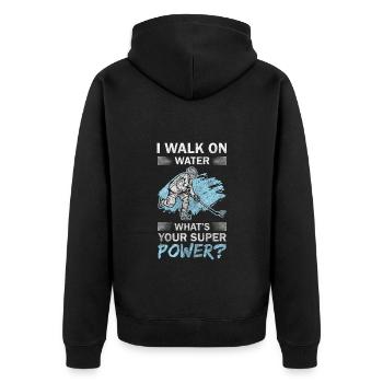 Hockey Schlittschuhe Sportart Wintersport - Unisex Premium Bio Zip Hoodie - Schwarz - Hinten - Nico (187cm)