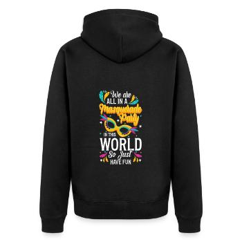Verkleidung Kostümfest Mardi Gras Zweites Gesicht - Unisex Premium Bio Zip Hoodie - Schwarz - Hinten - Nico (187cm)