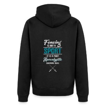 Fechter Kampf Sportfechten - Unisex Premium Bio Zip Hoodie - Schwarz - Hinten - Nico (187cm)