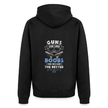 Waffen Gewehr Schuss Schusswaffe - Unisex Premium Bio Zip Hoodie - Schwarz - Hinten - Nico (187cm)
