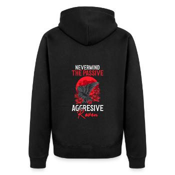 Mythologie Seele Hugin - Unisex Premium Bio Zip Hoodie - Schwarz - Hinten - Nico (187cm)