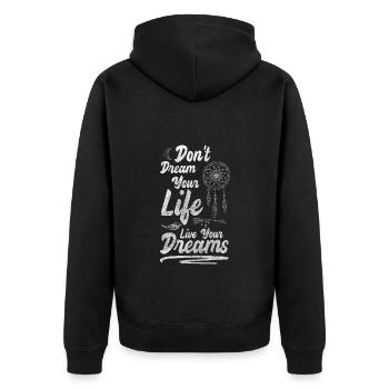 Dream Feather Motivation Peace - Unisex Premium Organic Zip Hoodie - black - Back - Nico (187cm)