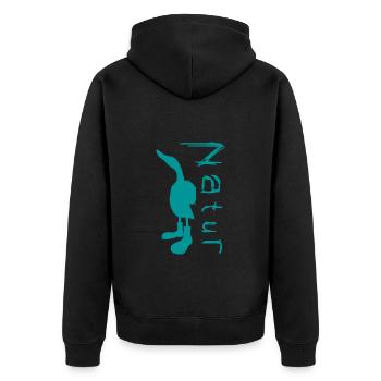 Ente - Unisex Premium Bio Zip Hoodie - Schwarz - Hinten - Nico (187cm)