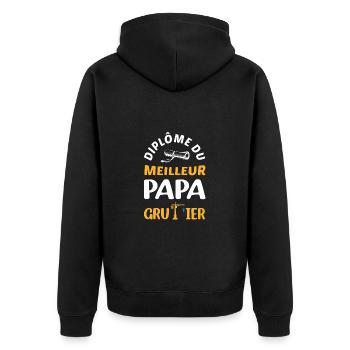 Diplôme du meilleur papa grutier t-shirt métier - Veste à capuche bio Premium Unisexe - noir - Dos - Nico (187cm)
