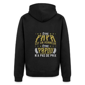 Être Papou N'a Pas De Sans Prix - Veste à capuche bio Premium Unisexe - noir - Dos - Nico (187cm)