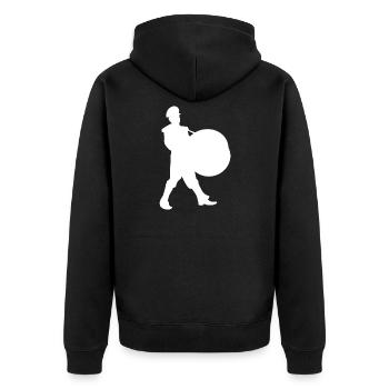 Screen Hero Silhouette - Unisex Premium Bio Zip Hoodie - Schwarz - Hinten - Nico (187cm)
