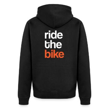 Ride The Bike - Unisex Premium Organic Zip Hoodie - black - Back - Nico (187cm)