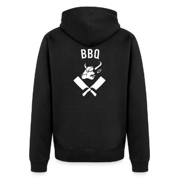 BBQ ideal for barbecue enthusiasts - Unisex Premium Organic Zip Hoodie - black - Back - Nico (187cm)