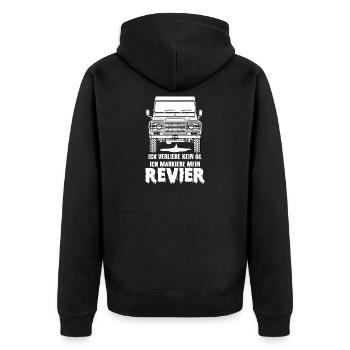 defender lustig funny Geschenk - Unisex Premium Bio Zip Hoodie - Schwarz - Hinten - Nico (187cm)