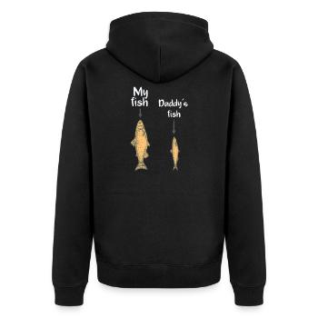 My fish, Daddy´s fish - Unisex Premium Bio Zip Hoodie - Schwarz - Hinten - Nico (187cm)