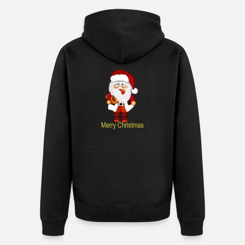 Weihnachtsmann mit Geschenkpaket - Unisex Premium Bio Zip Hoodie - Schwarz