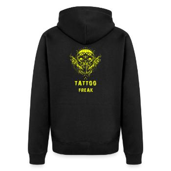 Tattoo Freak - Unisex Premium Bio Zip Hoodie - Schwarz - Hinten - Nico (187cm)