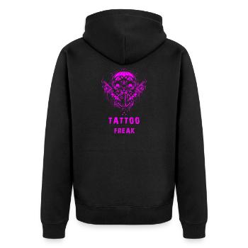 Tattoo Freak - Unisex Premium Bio Zip Hoodie - Schwarz - Hinten - Nico (187cm)