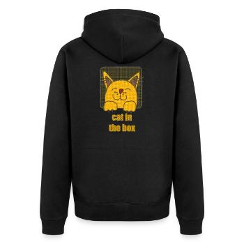 cat in the box - Unisex Premium Organic Zip Hoodie - black - Back - Nico (187cm)