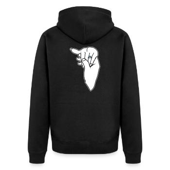 Bague de mariage de fiançailles Main - Veste à capuche bio Premium Unisexe - noir - Dos - Nico (187cm)