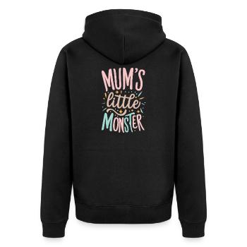 Mum's Little Monster - Unisex Premium Organic Zip Hoodie - black - Back - Nico (187cm)