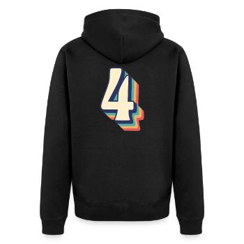 T-Shirt rétro vintage numéro quatre 4 Vier Quattro - Veste à capuche bio Premium Unisexe - noir - Dos - Nico (187cm)
