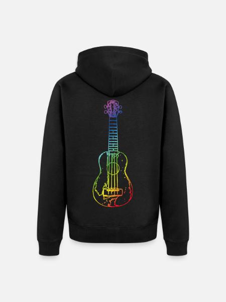 Ukulele im Vintage-Stil - Unisex Premium Bio Zip Hoodie - Schwarz
