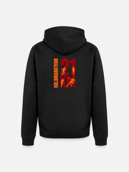 21 KM - Halbmarathon - Unisex Premium Bio Zip Hoodie - Schwarz