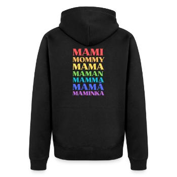 Mami Mommy Mama Maman Mamma Mamá Maminka - Unisex Premium Organic Zip Hoodie - black - Back - Nico (187cm)