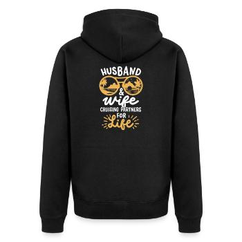 Ehemann Ehefrau Kreuzfahrt - Unisex Premium Bio Zip Hoodie - Schwarz - Hinten - Nico (187cm)