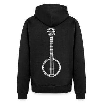 Dessin au trait de banjo - Veste à capuche bio Premium Unisexe - noir - Dos - Nico (187cm)