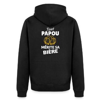 Bier und Party Humorvolles Zitat - Unisex Premium Bio Zip Hoodie - Schwarz - Hinten - Nico (187cm)